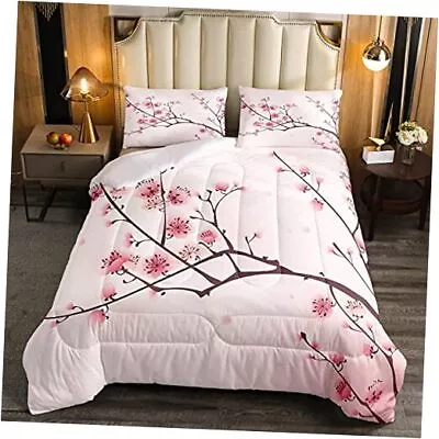  Cherry Blossoms Comforter Set Girl Pink Floral Down Comforter Full Multi 85 • $49.47