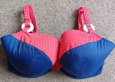 Curvy Kate Red & Navy Bikini Top. Balconnet Style. Size 36gg. Worn Once. • £6.99