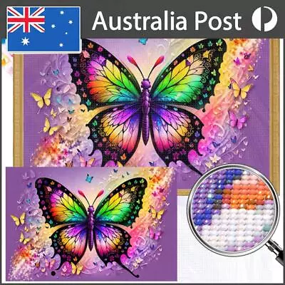 5D DIY Full Round Drill Partial AB Diamond Painting Butterfly Home Decor 65x45cm • $19.99