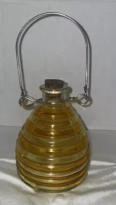 Vintage Yellow/Orange Glass Bee Hive Shaped Fly Wasp Insect Catcher Cork Stopper • $34.99