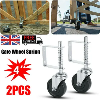 £13.99 • Buy 2Pcs 4  Rubber Gate Wheel Heavy Duty Spring Loaded Jockey Door Sliding Wheels