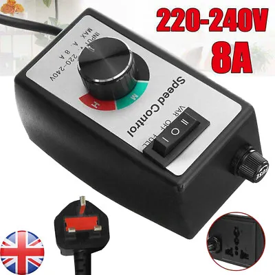 220V-240V Variable Speed Controller 8A Electric Motor Rheostat For Router Fan UK • £15.99