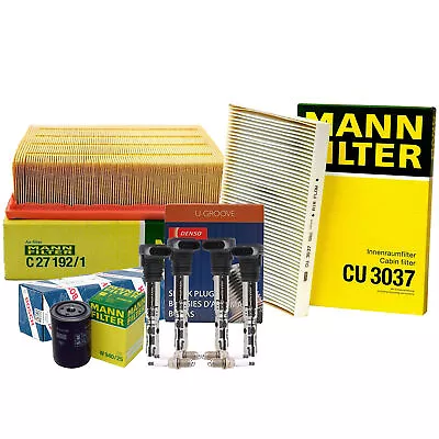 Mann Filters Bosch 4 Coil Denso 4 U-Groove Spark Plug Tune Up Kit For Audi Turbo • $158.95