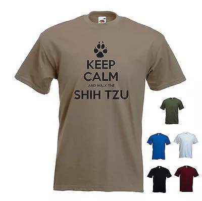 'Keep Calm And Walk The Shih Tzu' Mens Funny Pet Dog Gift T-shirt. S-XXL • £11.69