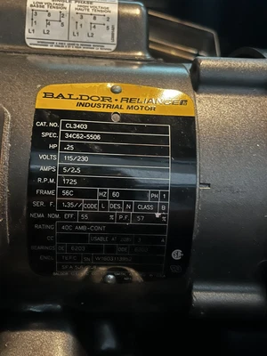 $80 • Buy 232314 New-No Box; Baldor CL3403 AC Motor; .25HP; 115/230V; 1725RPM; 1Ph