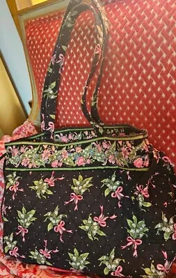 Vera Bradley Hope Lily Pink Ribbon Black Tote Handbag  • $12