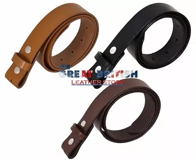 Genuine Cow Hide Leather Belt Strap Press Snap Stud Replacement Belt Strap • £10.19