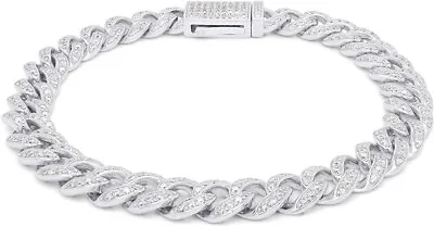 6mm Miami Cuban Bracelets 7.5” Round Cut MOISSANITE  925 Sterling Silver • $206.31