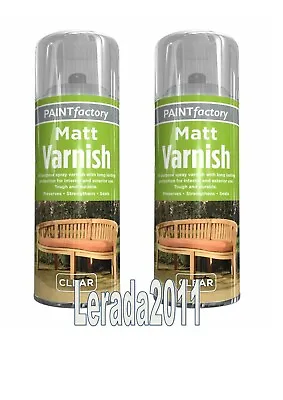 2 X CLEAR MATT VARNISH SPRAY EXTERIOR INTERIOR 250ML WATERPROOF TOUGH SEALS • £5.99