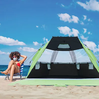 Portable Pop-up Beach Tent Auto Camping Tent For 4-6 Persons UPF 50+ Protector  • $79.30