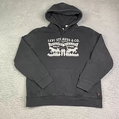 Levi's Sweater Adult Medium Black Hooded Pocket Outdoor Sweatshirt Casual Mens • $10.57