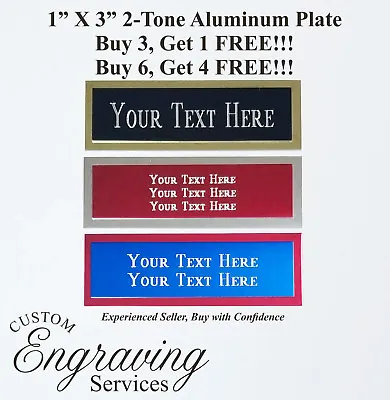 Engraved Plate 1 X3  Custom TWO TONE Aluminum Trophy Plate Name Tag Plaque Art • $4.18