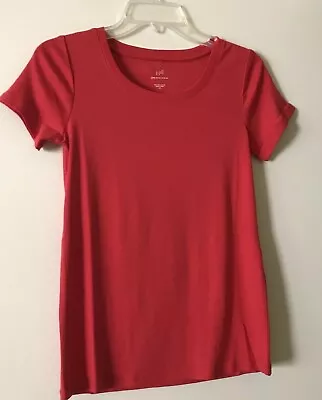 New J.JILL Size XS Red Pima Cotton Scoop Neck Tee Top • $19.99