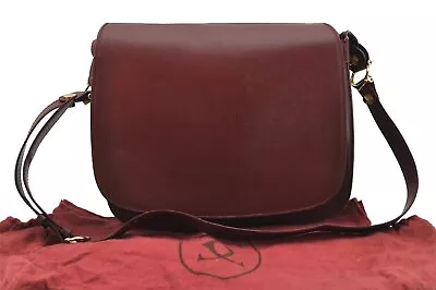 Authentic Cartier Must De Cartier Leather Shoulder Cross Bag Bordeaux Red 1147J • $190