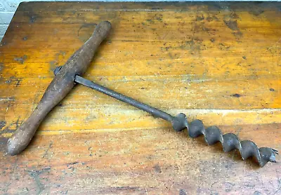 Antique T Handle Barn Beam Hand Auger Drill 1.5 D Primitive Tool Display Or Use • $34