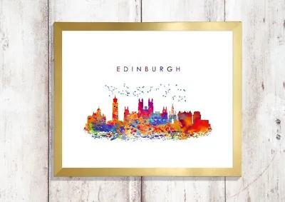 EDINBURGH SKYLINE PRINT A4 Gloss Picture Unframed WATERCOLOUR WALL ART 4 • £3.99