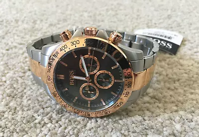 £75 • Buy Hugo Boss 1513339 Ikon Silver Rose Gold S/steel Chronograph Men's Watch