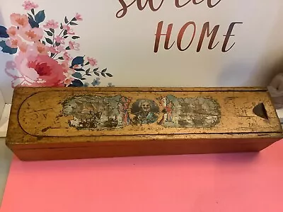 £19.99 • Buy Antique Wooden Pencil Case Box With Sliding Lid Battle Of Trafalgar To Lid /Prop