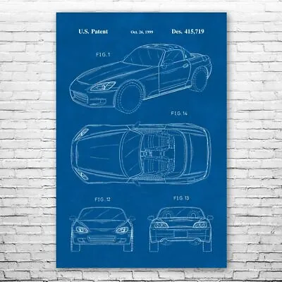 S2000 Patent Poster Print 12 SIZES Car Blueprint Racing Wall Art Body Shop Art • $28.95