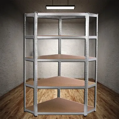 Boltless Garage Corner Racking Metal Shelving Stand Heavy Duty 5 Shelf Unit UKED • £157.99