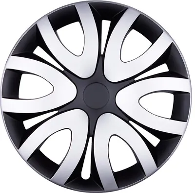 Hubcaps   Mika   16 Inch #49 IN Black Silver 4x Premium Design Hub Caps • $162.27