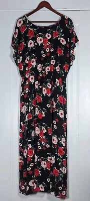 ModCloth Black Wide Arm Floral Fluttery Maxi Dress Size 1X Buzzfeed  • $26.99