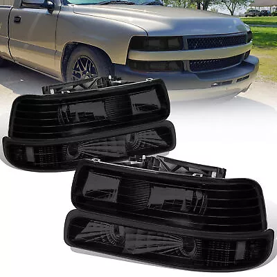 Smoke Headlights W/ Bumper Light For 99-02 Chevy Silverado 00-06 Tahoe Suburban • $60.96