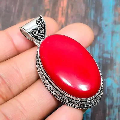 Italian Red Coral Gemstone Handmade Gift Jewelry Pendant 2.17  L413 • $4.99