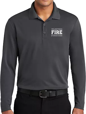 Volunteer Firefighter Chest Print Long Sleeve Moisture Wicking Polo Shirt • $26.09