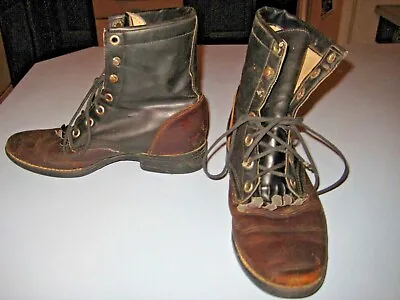 Antique Black & Brown Ladies Mens? Victorian Boots Shoes Lace-up 9 3/4  Texas • $34.99