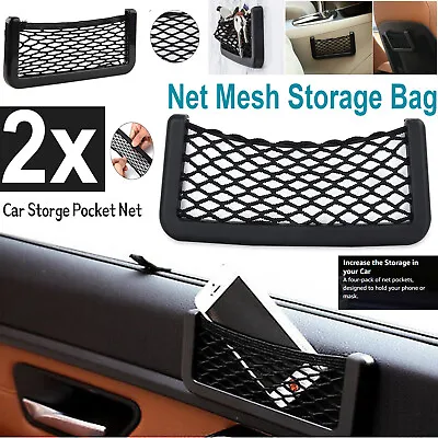 2x Car Net Mesh Storage Organiser Bag Back Seat Pocket Tidy Travel Holder Pouch • £3.49