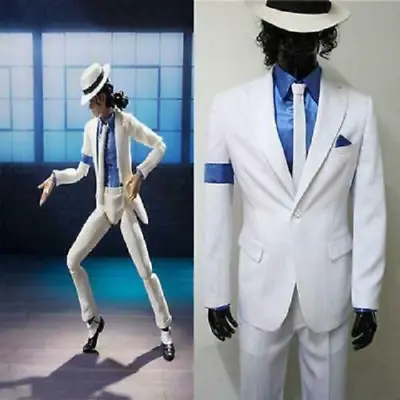 Michael Jackson Smooth Criminal White Suit Uniform Men Formal Dress Jacket Pants • $162.75