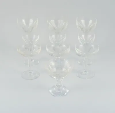 Baccarat France Ten Art Deco Crystal Glasses In Clear Glass. • $250