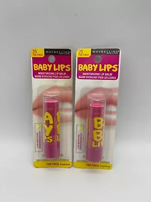 TWO PACK Maybelline Baby Lips Moisturizing Lip Balm #25 Pink Punch 0.15 Oz • $9.88