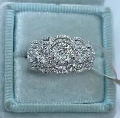 Real Moissanite 3Ct Round Cut Multi-RowWedding Band 14K White Gold Plated Silver • $128.24