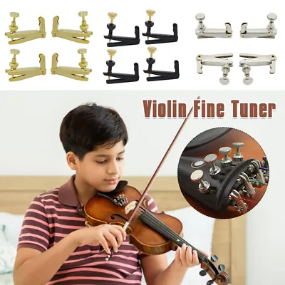 4Pcs Violin Fine Tuner String Adjuster Violin Metal Tuners Props Fit 4/4 3/4 1/2 • $8.42