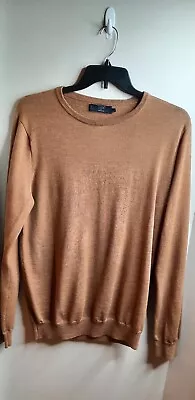 J Crew Mens Pullover Crew Neck Merino Wool Sweater Size LT Camel Brown Casual  • $24.84