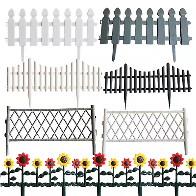 4x Flexible Garden Fence Picket Border Edging Lawn Grass Panel Wooden Effect New • £29.97