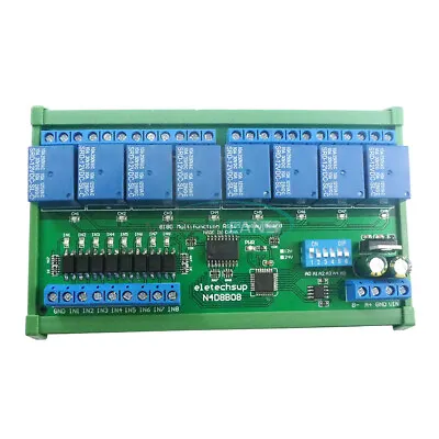 DC12V 24V 8Channel DIN35 C45 UART RS485 Relay Module Modbus RTU Switch Board US • $23