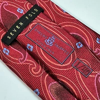 ROBERT TALBOTT Seven Fold 100% Silk Tie Limited Edition 1/40 Red Paisley Italy • $49.85