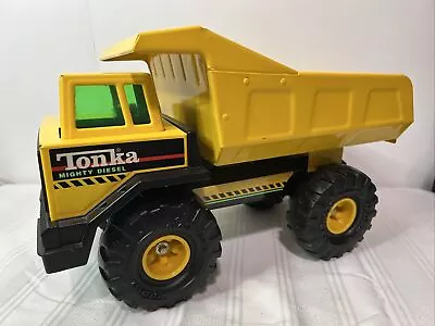 Vintage 1993 Mighty Tonka Metal Dump Truck Yellow Mighty Diesel XMB-975 Tires • $39.95