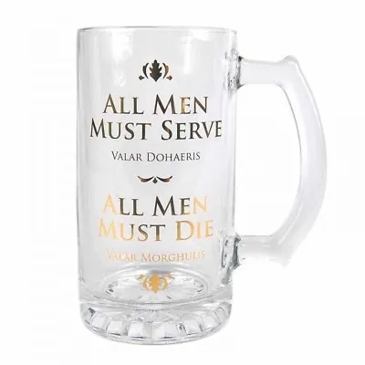 Official Glass Tankard Game Of Thrones All Men Must Serve Must Die Mug Boxed • £19.99