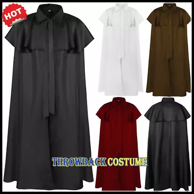 Men Medieval Renaissance Robe Knight Cape Witch Cloak Gothic Halloween Costume • $36.99