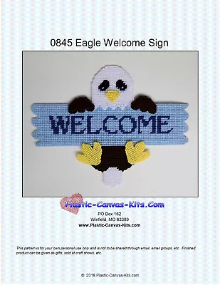 Eagle Welcome Sign- Plastic Canvas Pattern Or Kit • $4.39