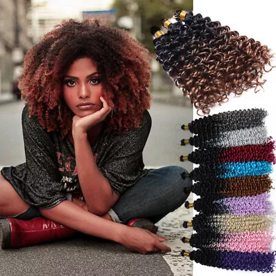 Thick Ombre Afro Water Wave Crochet Braid Kinky Curly Hair Extensions As Human • $12.70