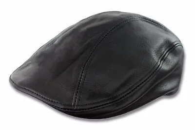 Oiled Leather Flat Cap Newsboy Hat Ivy Driving Golf S M L XL Gatsby Steampunk • $39.99