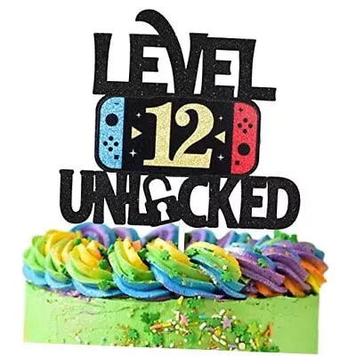 Level Unlocked Game Birthday Cake Topper - Video Game Boy'sth Birthday Game 12 • £18.07