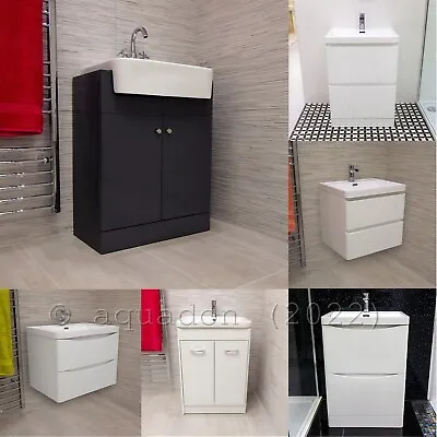 £239.95 • Buy Bathroom Vanity Unit Modern Basin Sink Unit 2 Drawer Storage Cabinets