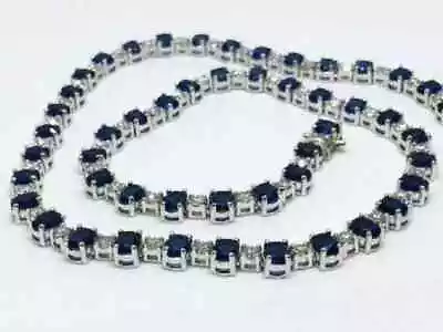 10CT Oval Cut Sapphire Lab Created Diamond Men Tennis Necklace White Gold Plated • $228.79