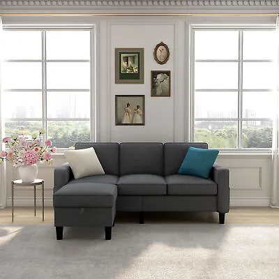 L Shaped Couch Reversible Sectional Fabric Sofa Set Convertible Sofa Living Room • $333.47